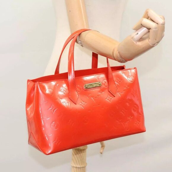 LOUIS VUITTON Monogram Vernis Wilshire PM Hand Bag Orenge LV Auth - Picture 14 of 16
